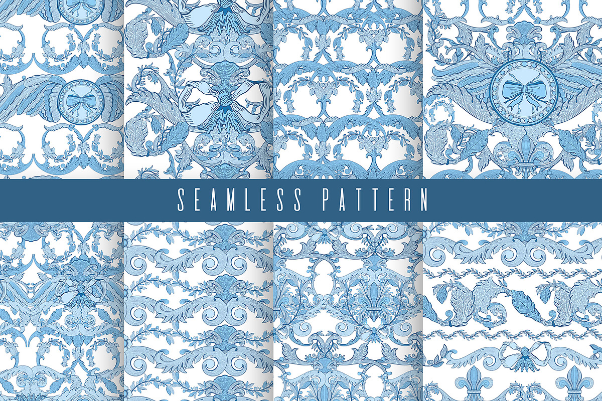Blue floral FLORENCE- ornament set, a Decorative Illustration by Moonflora (Photo 8 of 8)