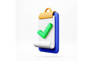 Clipboard with green checkmark as 3d, an Object Illustration by Abscent