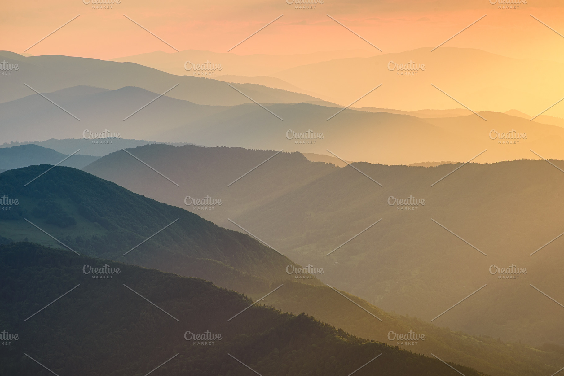 Mountains during sunset., a Nature Photo by Landscape and travel