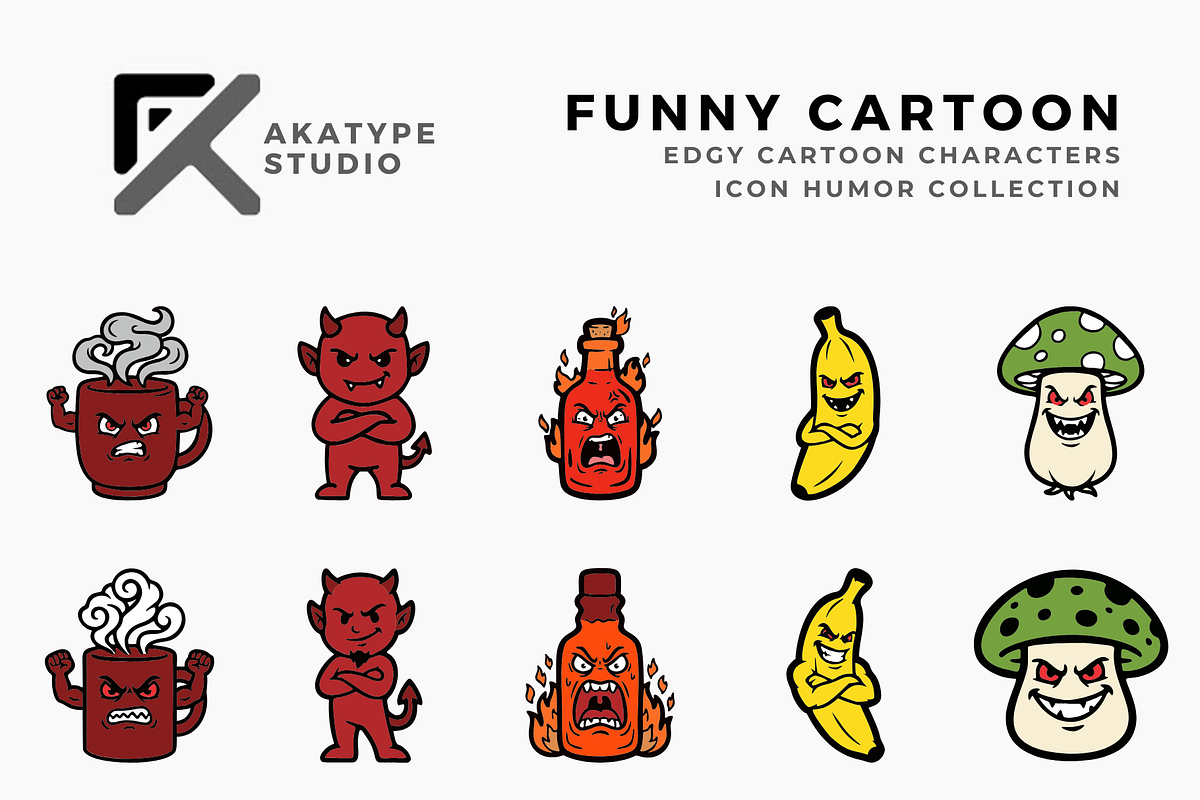 Edgy Cartoon Characters, an Object Illustration by Akatype Studio (Photo 1 of 3)