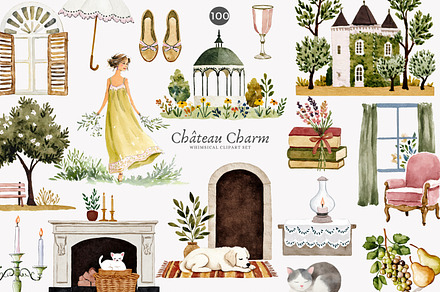 cottagecore aesthetic romantic set, a Decorative Illustration by Patishop Art