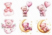 Pink Cute Blush Teddy Bear png, an Illustration by Watercolor design (Thumbnail 3 of 11)