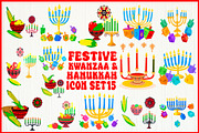 Festive Kwanzaa & Hanukkah Icon Set, an Object Graphic by yasushie (Thumbnail 1 of 16)