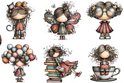 Whimsical Girl Clipart, an Illustration by DreamArtGraphic (Thumbnail 2 of 5)