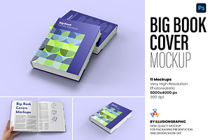 Big Book Cover Mockup - 11 Views, a Books & Magazine Mockup by Illusiongraphic