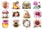 Pink Summer Bees Garden Clipart, an Illustration by Dream Creation (Thumbnail 2 of 4)