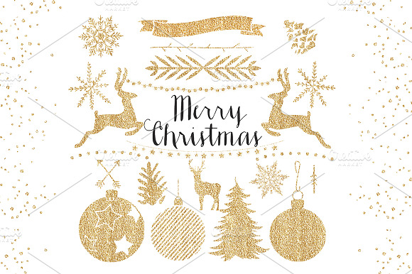 Gold Christmas Clipart preview 3