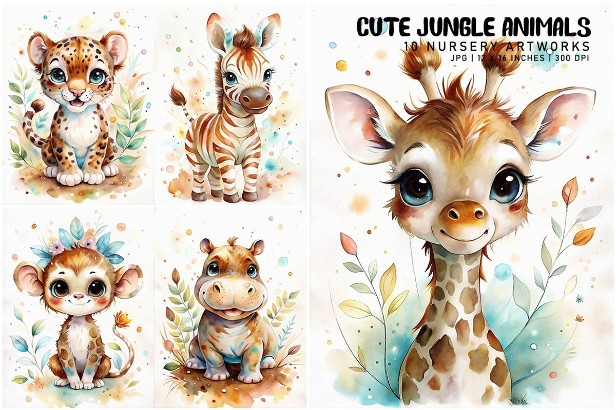 Cute Jungle Animals, a Decorative Illustration by Digital Art Creations (Photo 3 of 6)