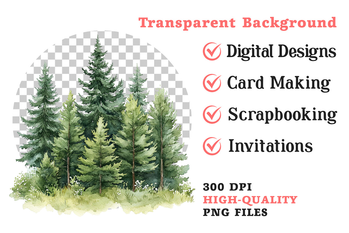 Watercolor Green Forest Clipart, an Illustration by Dream Creation (Photo 8 of 8)