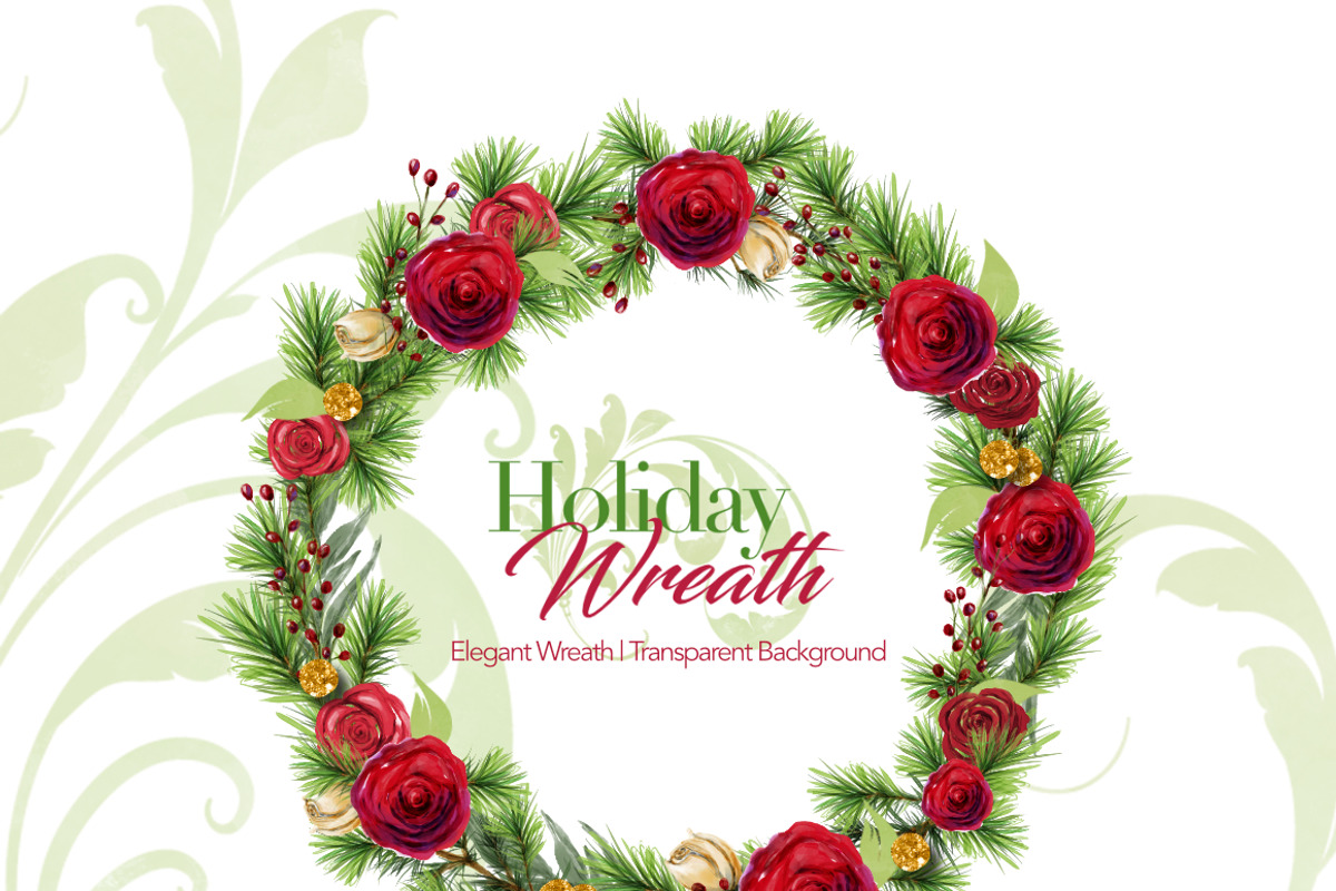 Watercolor Flowers-Christmas Wreath, an Illustration by Feather Grace Designs (Photo 3 of 6)