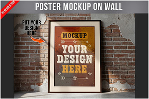Poster Mockup on Wall PSD, an Advertising Mockup by Bruno's Shop