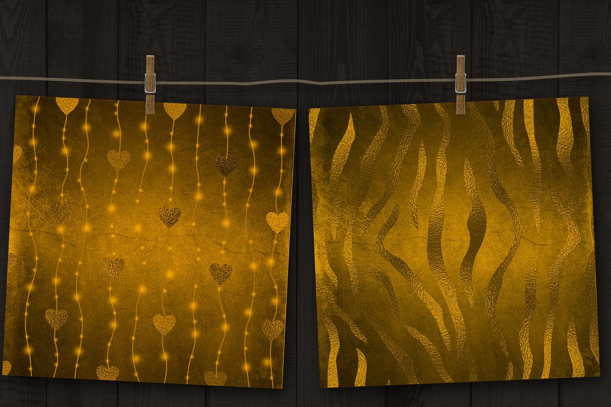 Vintage gold digital paper, a Pattern Graphic by Paper Farms