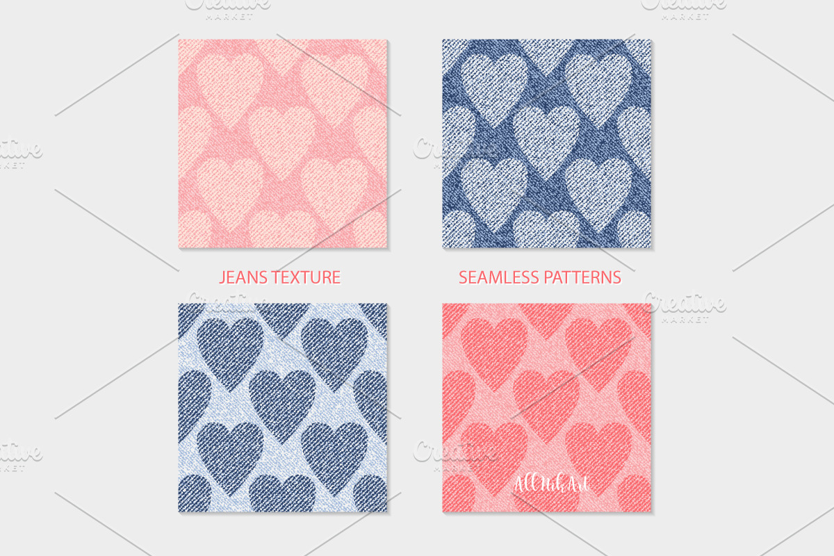 Hearts Denim Seamless Texture, a Pattern Graphic by AllNikArt (Photo 6 of 7)