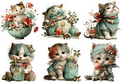 Whimsical Summer Cats Clipart, an Illustration by DreamArtGraphic (Thumbnail 4 of 5)