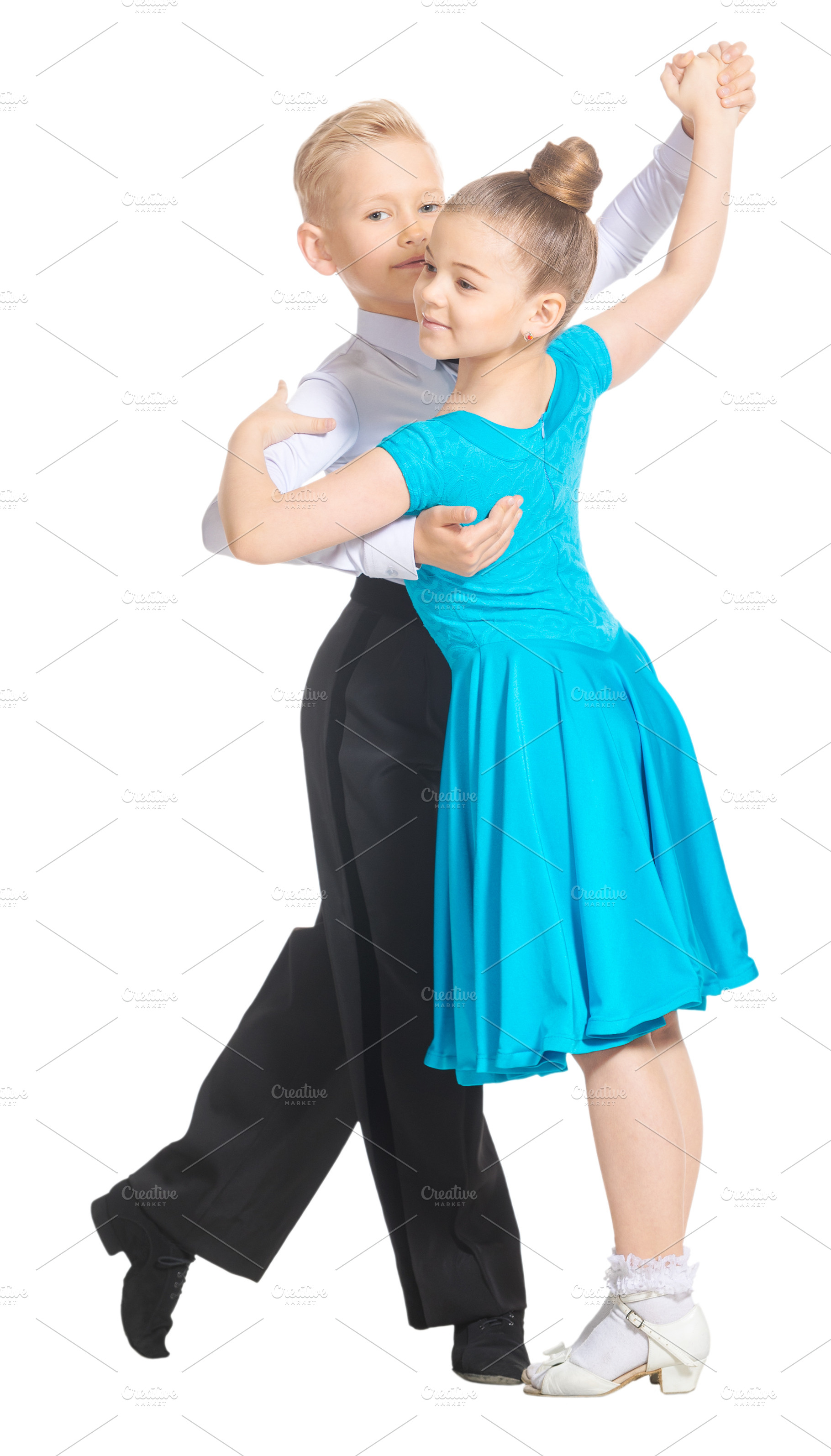 Sports ballroom dancing. Couple of kids, boy and girl  on isolat, a Person Photo by oleghz