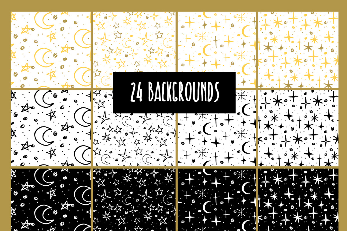 Stars, moon and backgrounds, an Illustration by Lina_Lisichka (Photo 8 of 10)