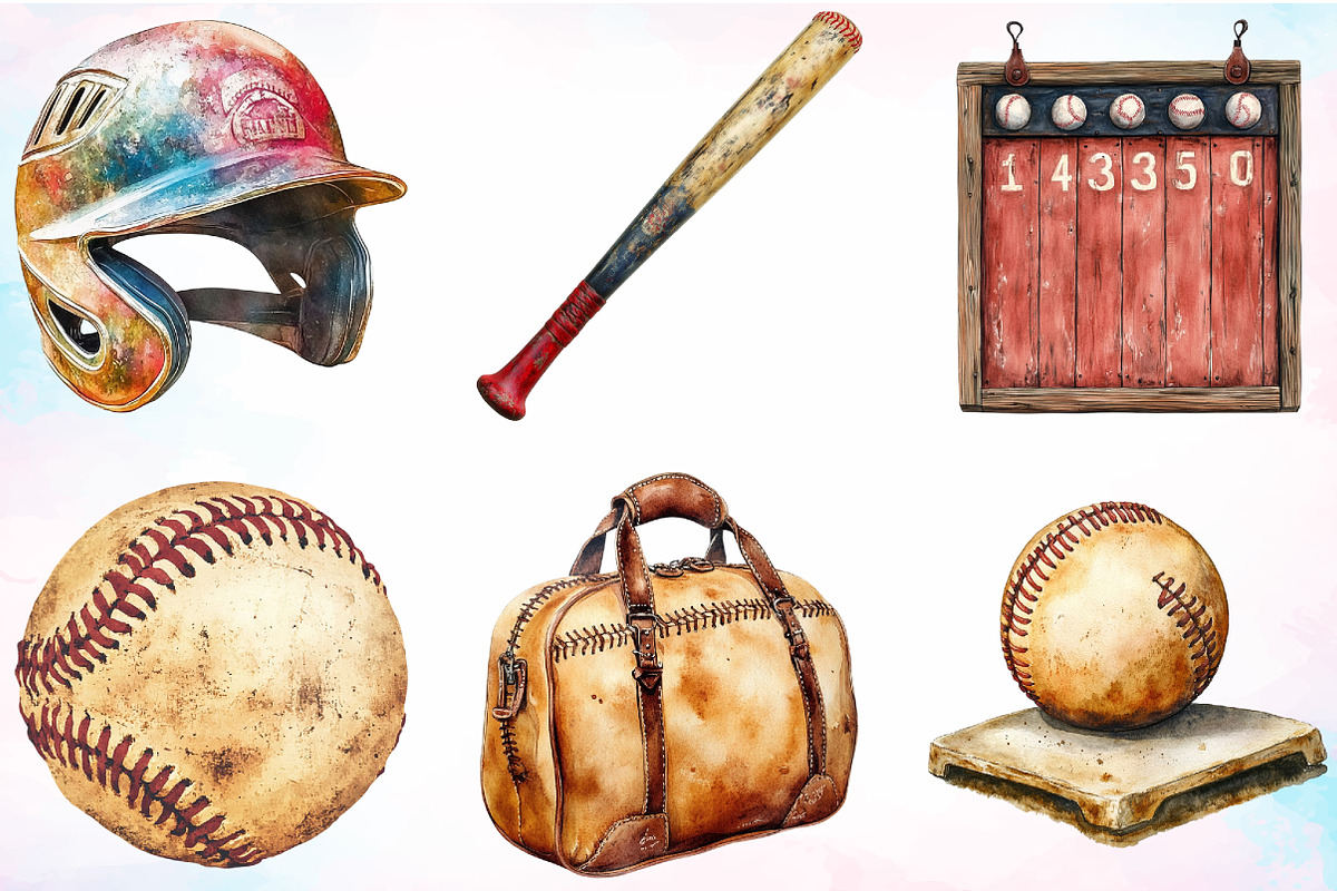 Vintage Softball Clipart Bundle, an Illustration by Canvas Craft (Photo 4 of 4)