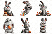 Whimsical Easter Bunny Rabbit Clipar, an Illustration by Black Bird Studio (Thumbnail 5 of 6)