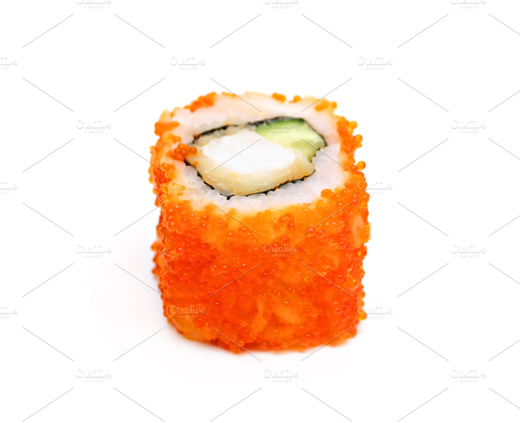 Single traditional japan sushi roll, a Photo by saiko3p