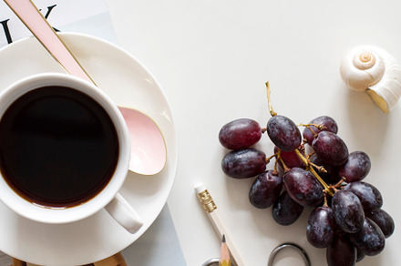 Coffee on Workspace Stock Image, a Business Photo by Her Creative Studio