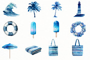 watercolor Summer beach clipart, an Illustration by Designworld (Thumbnail 2 of 7)