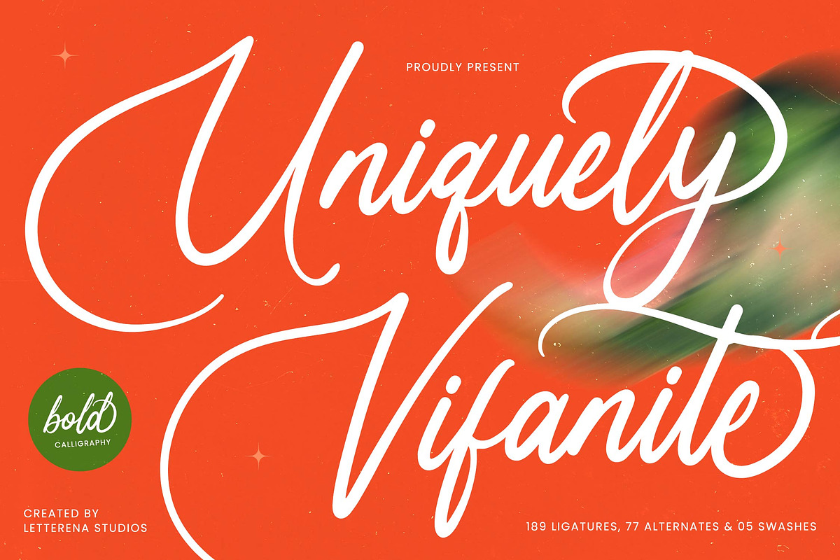 Uniquely Vifanite Bold Calligraphy, a Script Font by Letterena Studios Script (Photo 1 of 20)