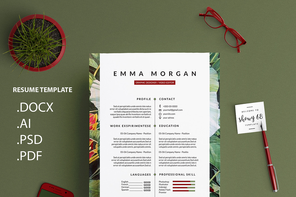 Banana Inflorescense Resume M, a Resume Template by Showy68 Template (Photo 2 of 5)