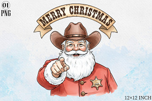 Merry Christmas Cowboy Santa Sublima, an Illustration by Libby Wishes