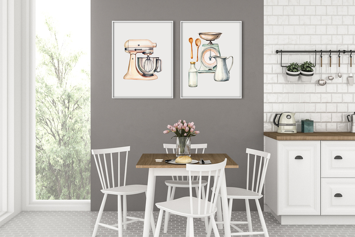 Baking Supplies Watercolor Cute Set, a Food Illustration by Pati Paints (Photo 3 of 8)