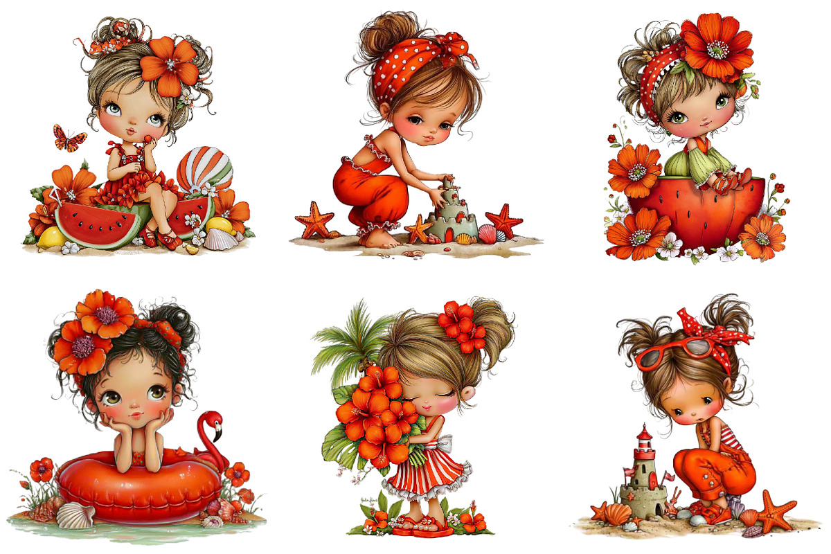 Summer Enjoy Little Girl Clipart, a Seasonal Illustration by designcity5 (Photo 2 of 5)