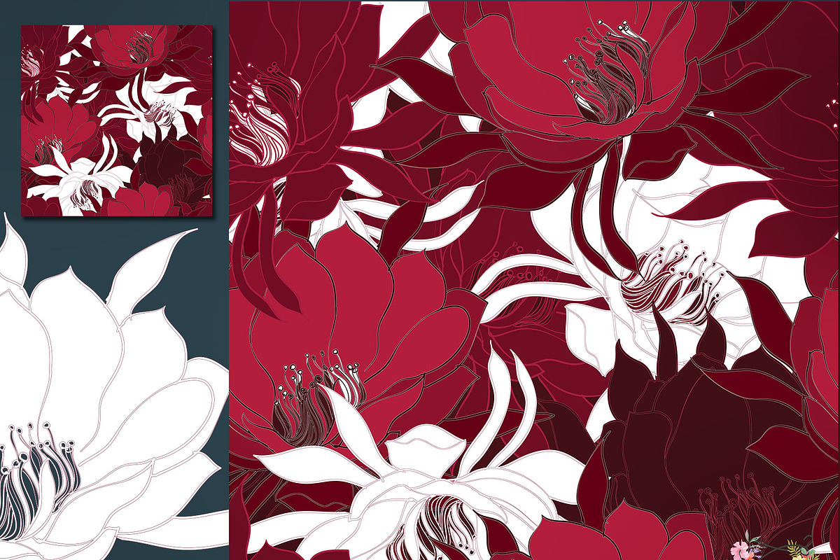 28 EPS/JPG flowers background., a Pattern Graphic by Theraphosath (Photo 14 of 15)