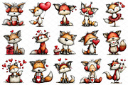 Whimsical Valentine Fox Clipart, an Illustration by cherrydesign (Thumbnail 3 of 4)