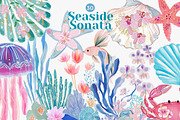 coastal watercolor clipart bundle, a Decorative Illustration by Patishop Art (Thumbnail 1 of 11)