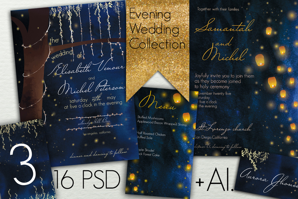 Evening Wedding Collections, an Invitation Template by holaholga (Photo 1 of 5)