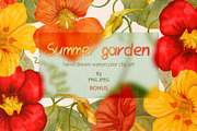 Summer garden watercolor clip art, an Illustration by ARTerria (Thumbnail 1 of 11)