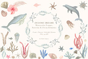 Oceanic Dreams Watercolor Clipart, a Pattern Graphic by Nadia Semyroz (Thumbnail 1 of 10)