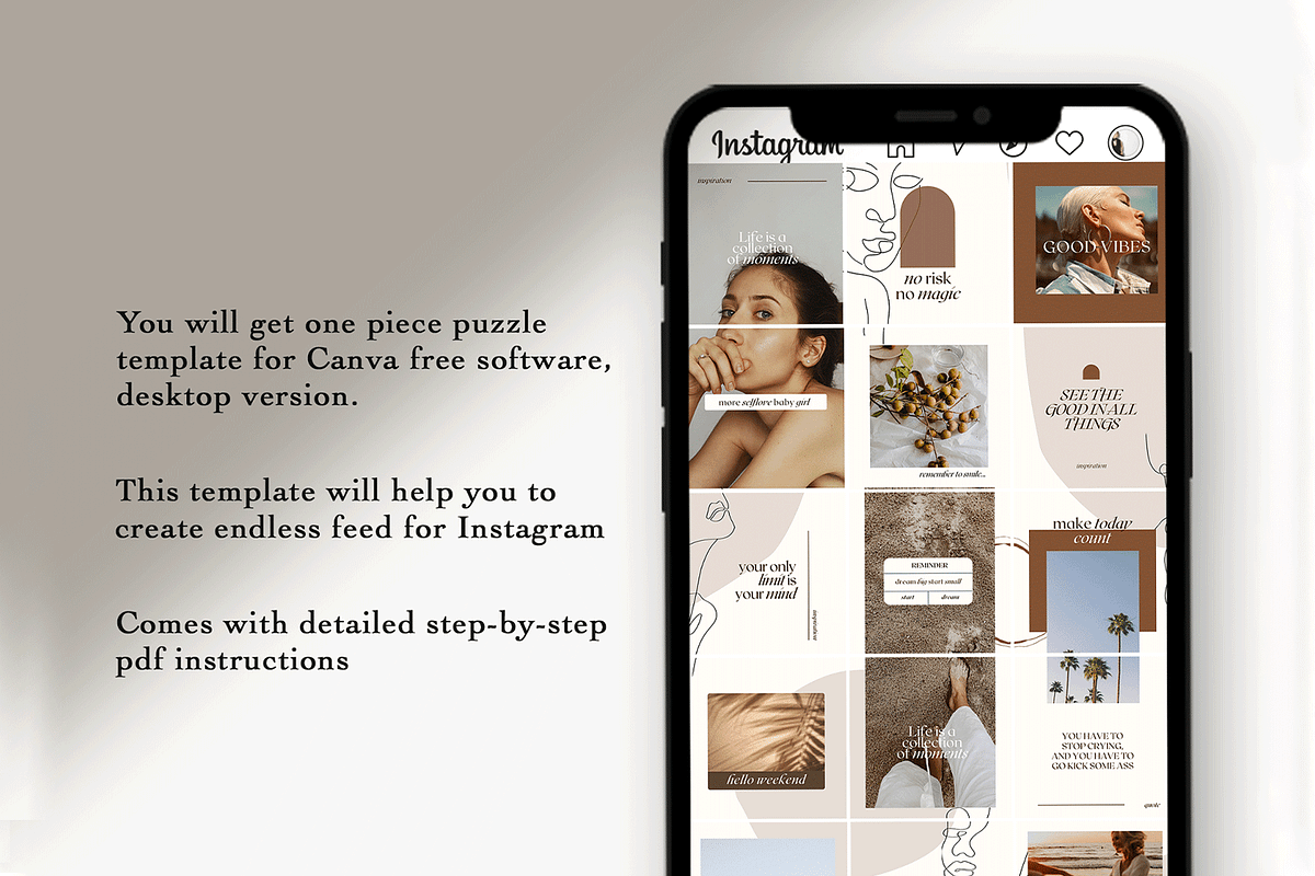 Boho Instagram Puzzle Template, a Social Media Template by Kseniia_Design
