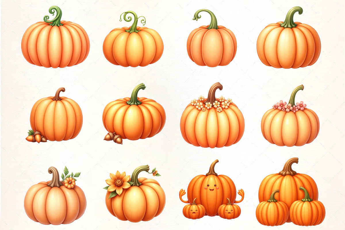 Pumpkins Watercolor PNG, an Illustration by CrexoraLab (Photo 3 of 5)
