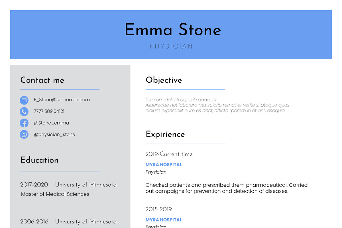 Resume Template Physician InDesign, a Resume Template by Halfcircle (Photo 2 of 2)