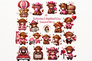 Valentine Highland Cow Clipart Set, an Animal Illustration by Nicolle's Colorful Art (Thumbnail 1 of 7)