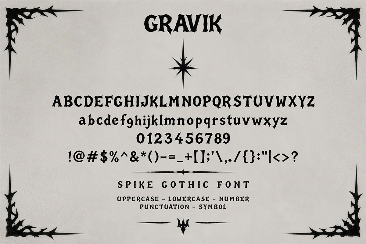 Gravik - Spike Gothic Font, a Blackletter Font by Pitchlook.Studio (Photo 3 of 4)