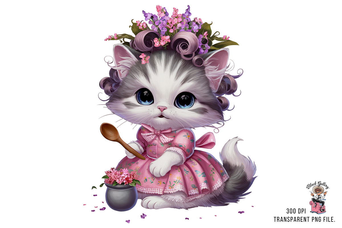 Cooking Cat Clipart PNG Bundle, a Graphic by Clipart Bloom (Photo 7 of 12)