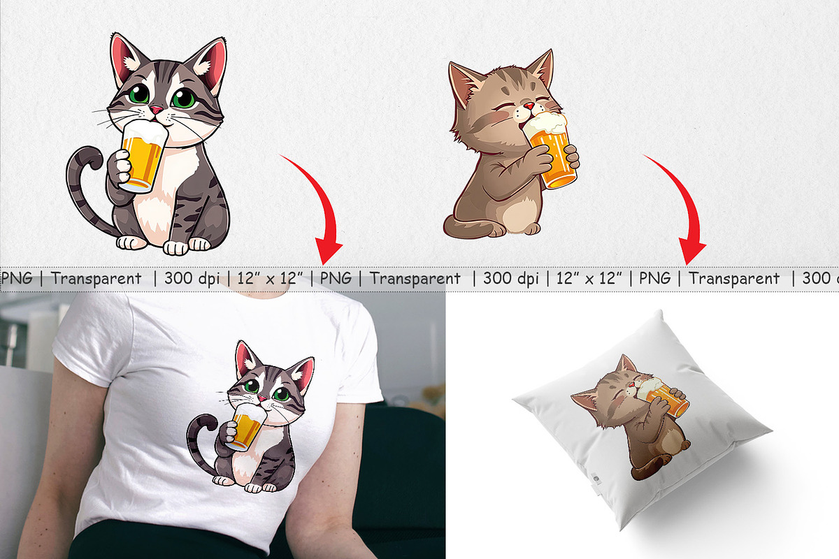 Cat Beer Day Clipart, a Graphic by Artnoy (Photo 3 of 5)