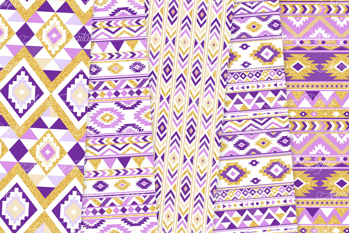 Purple & Gold Boho Seamless Pattern, a Pattern Graphic by Avenie Digital (Photo 4 of 4)
