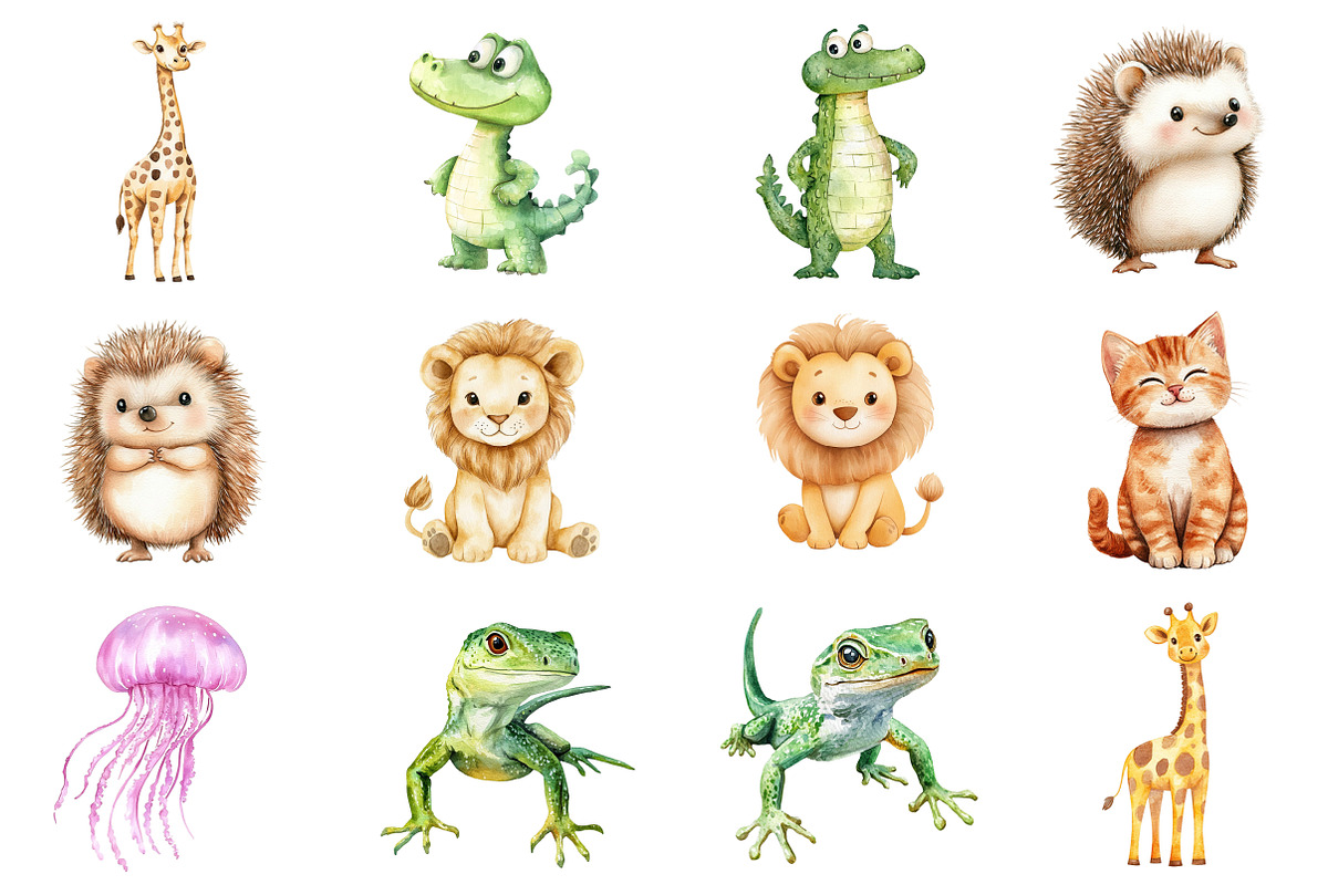 Watercolor Cute Little Animal, an Illustration by CitraGraphics (Photo 4 of 5)