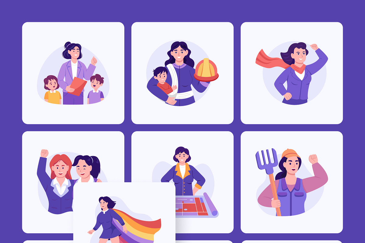 Women's Day Illustration Art Set, a Person Illustration by Creative Stall (Photo 8 of 9)