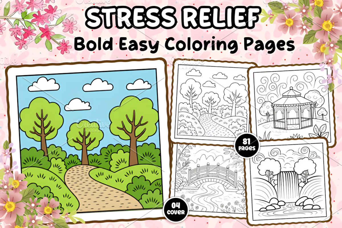 Bold Easy Stress Relief Coloring, a Decorative Illustration by Design Station (Photo 1 of 4)