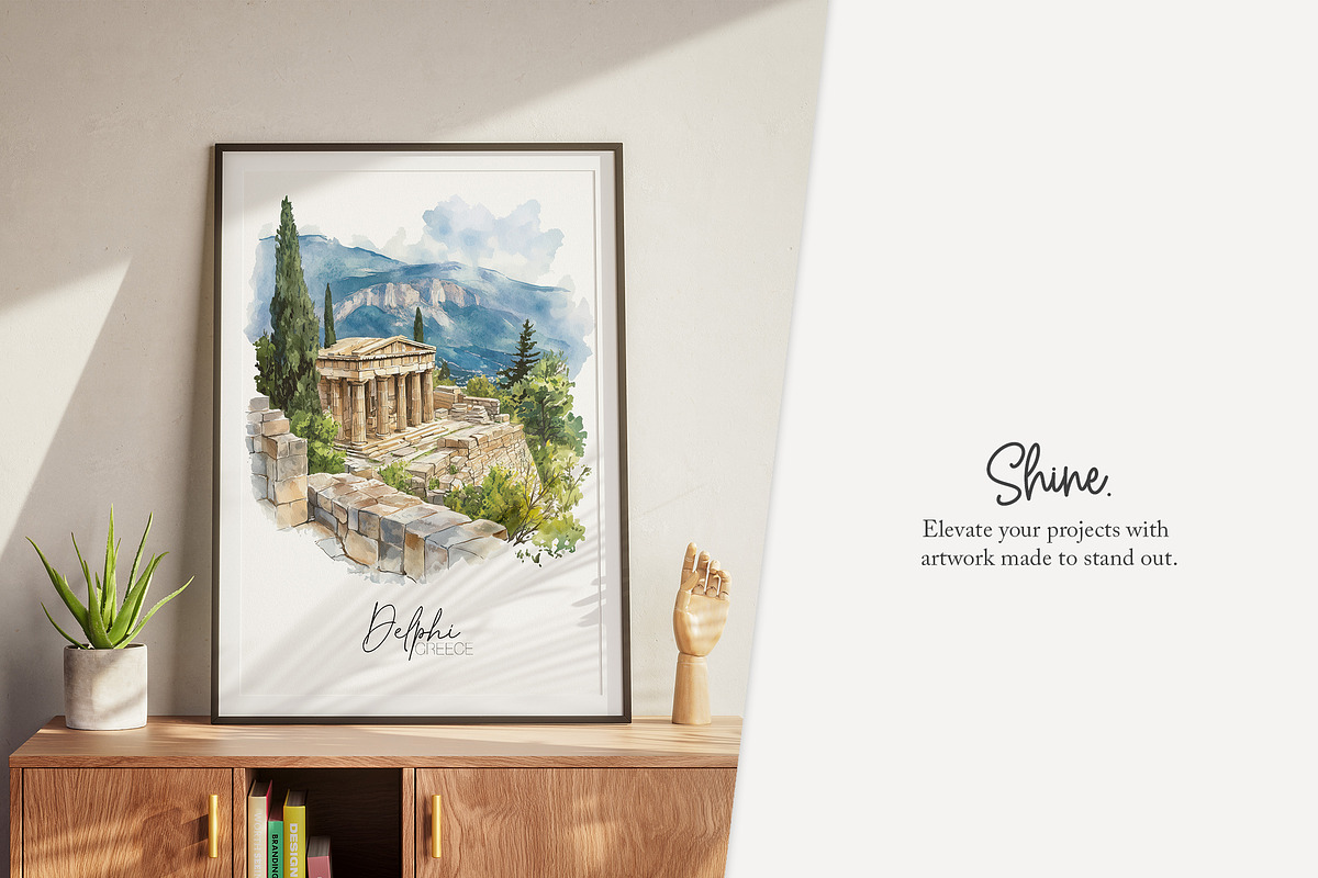 90 watercolour Greece clip art, a Seasonal Illustration by Poppy Lane Studio (Photo 3 of 12)