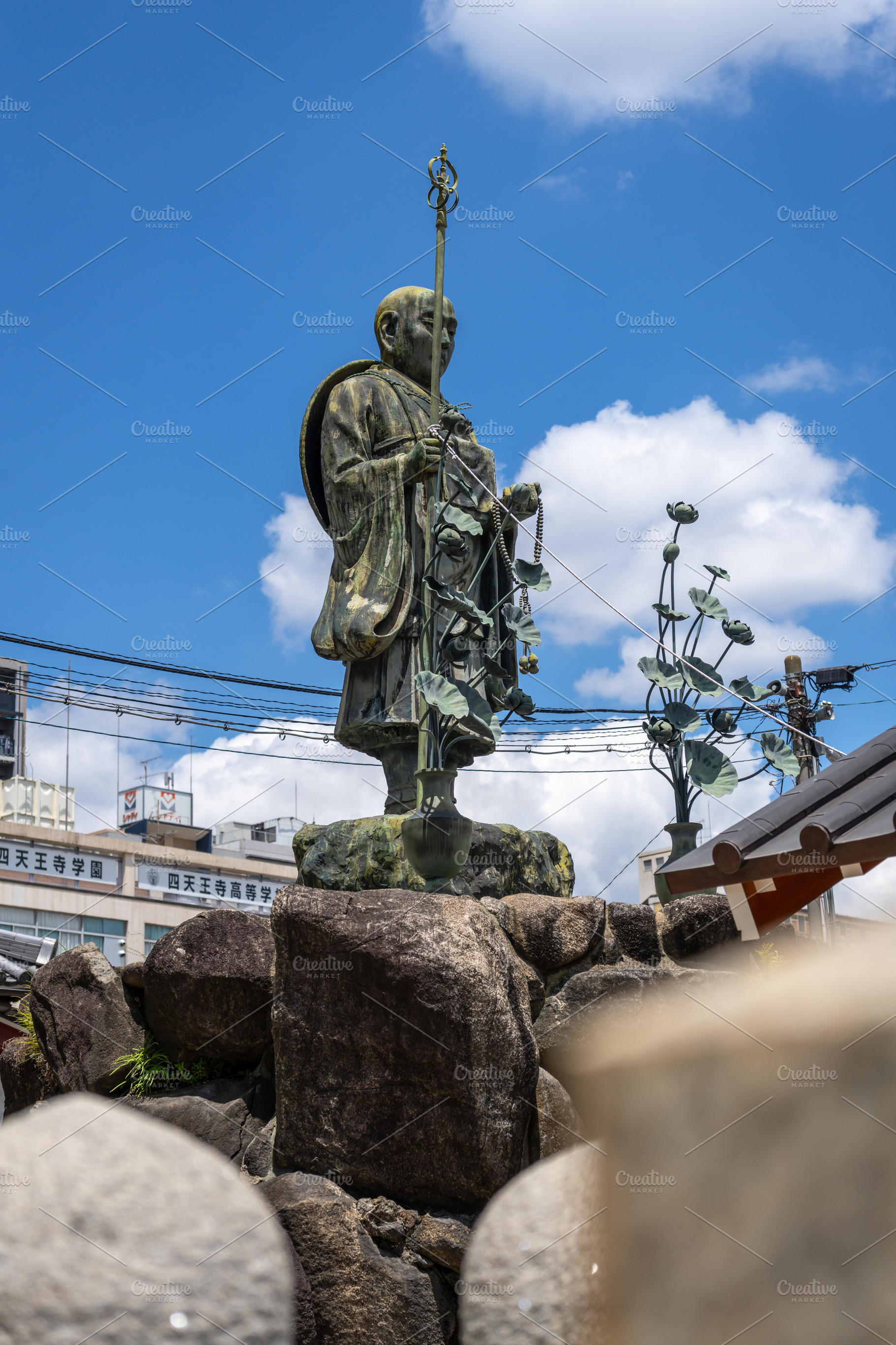 Statue of monk Kukai at Shitenno-ji Temple in Osaka, Japan, an Arts & Entertainment Photo by GoodGoods