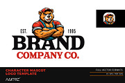 Muscle Bear Charcter Logo Template, a Branding & Logo Template by Maioriz Shop (Thumbnail 1 of 2)
